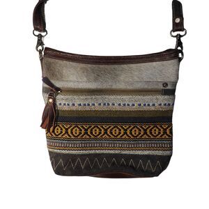 Myra Bag Blending Taste Shoulder Crossbody‎ Purse Handbag Leather Cotton Boho